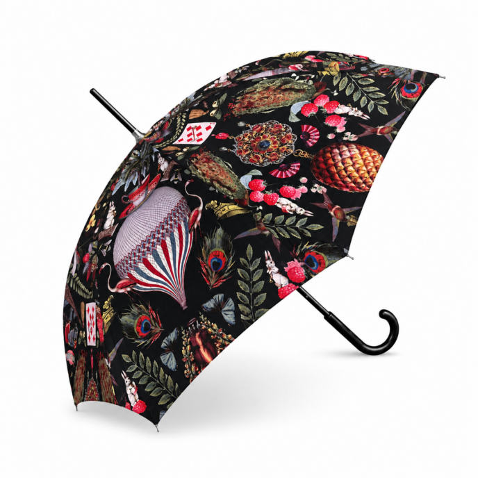 Guy de Jean - "Jungle" Noire Hot Air Balloon - 60/8 Mat Bois Imprime "Jungle" noire