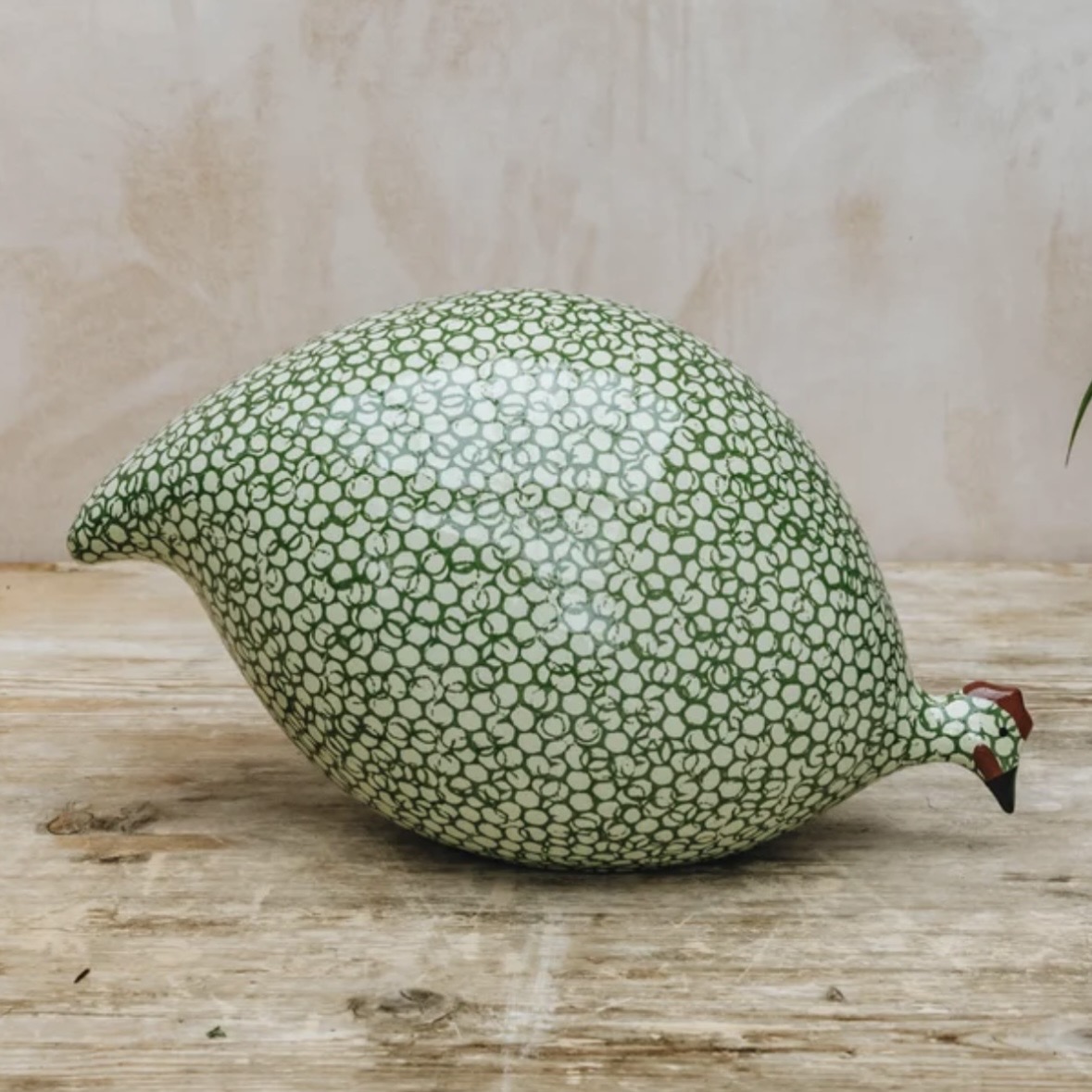 French Guinea Fowl Green Anise Spotted Green - Pecking (Les Ceramiques de Lussan) - Image 3