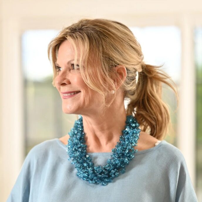 Cluster Necklace - Blue Crystal Bead