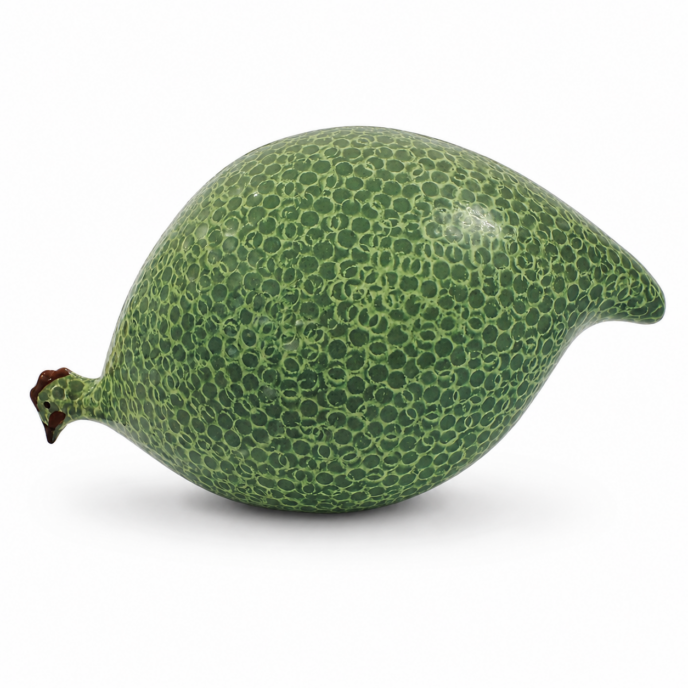 French Guinea Fowl Green Spotted Yellow - Pecking