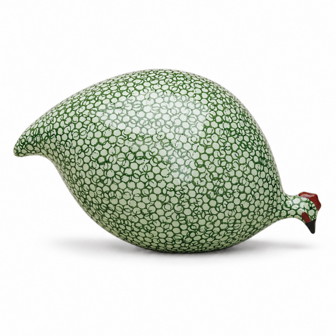French Guinea Fowl Green Anise Spotted Green - Pecking (Les Ceramiques de Lussan)