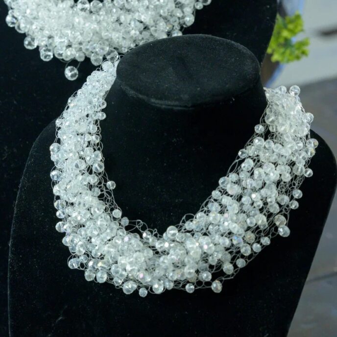 Cluster Necklace -Petite Clear Crystal Bead