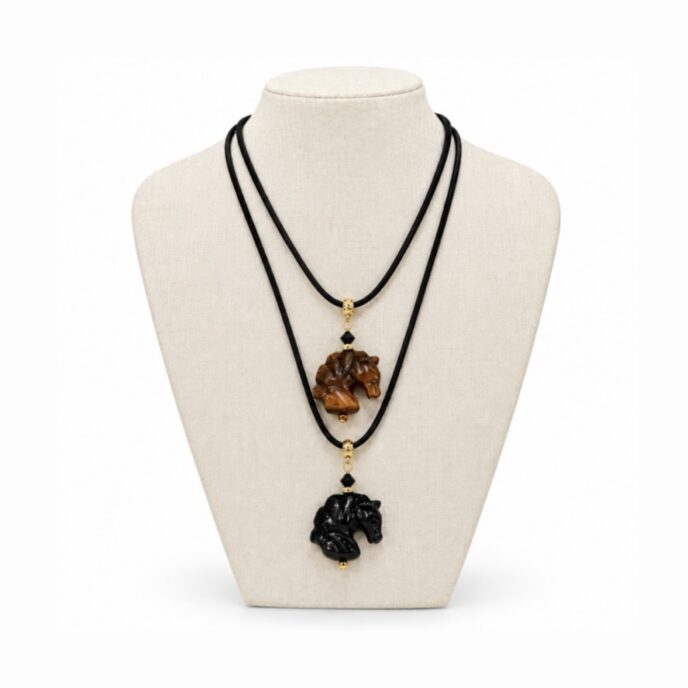 Angela Caputi Collection -  Corded Necklace w/ 2 Horses
