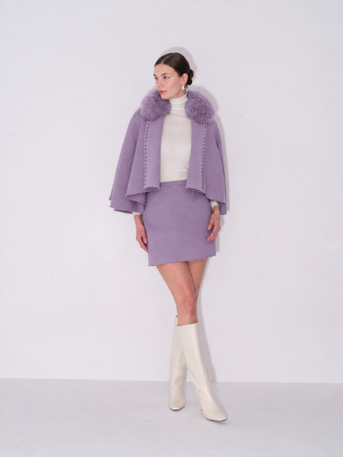 Diomi - Embroidered Tux Lapel Cape with a Fox Collar
