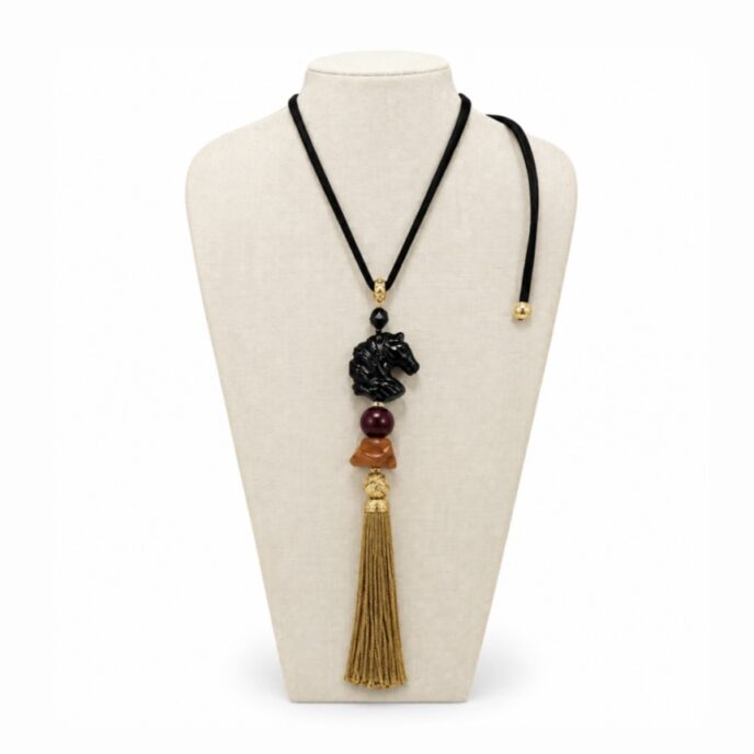 Angela Caputi Collection -  Corded Necklace w/ Horse & Tassel