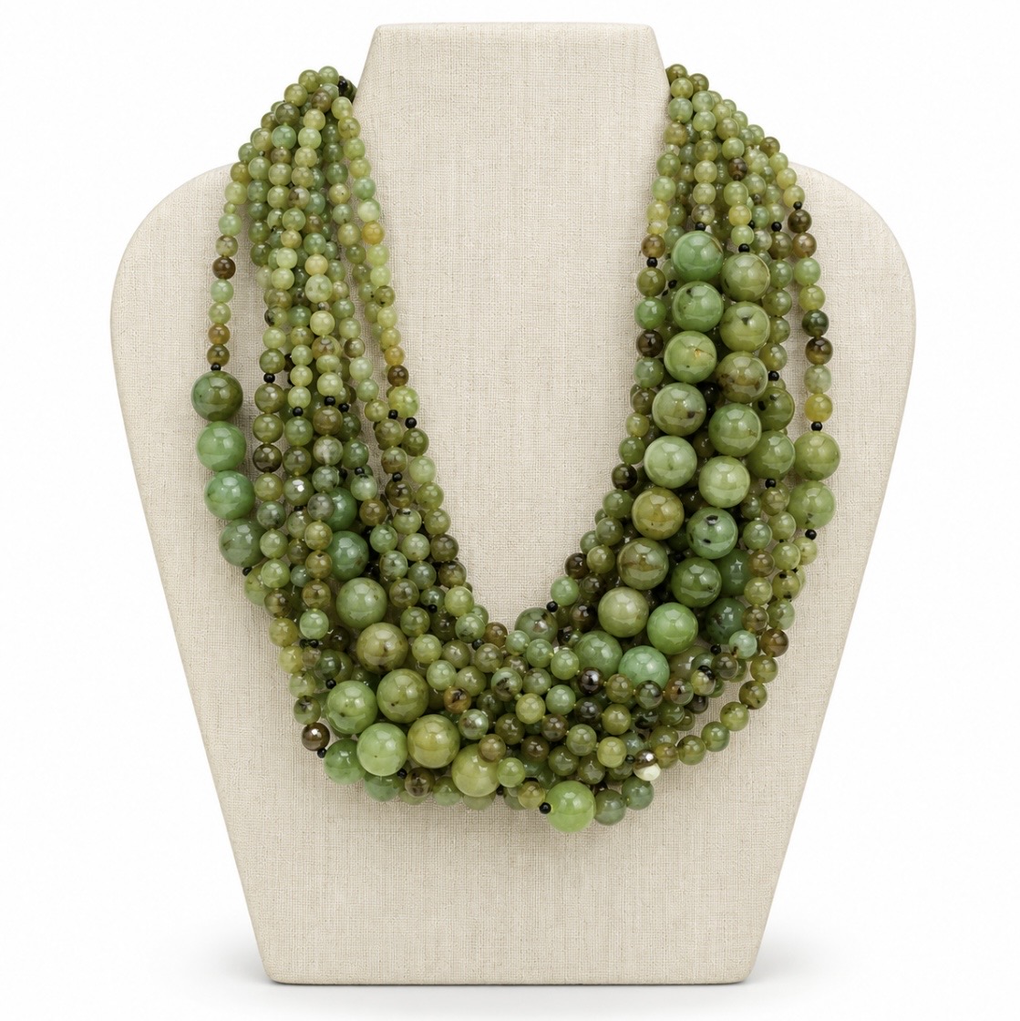 Angela Caputi Collection - Green Boules and Garnets Twisted Necklace