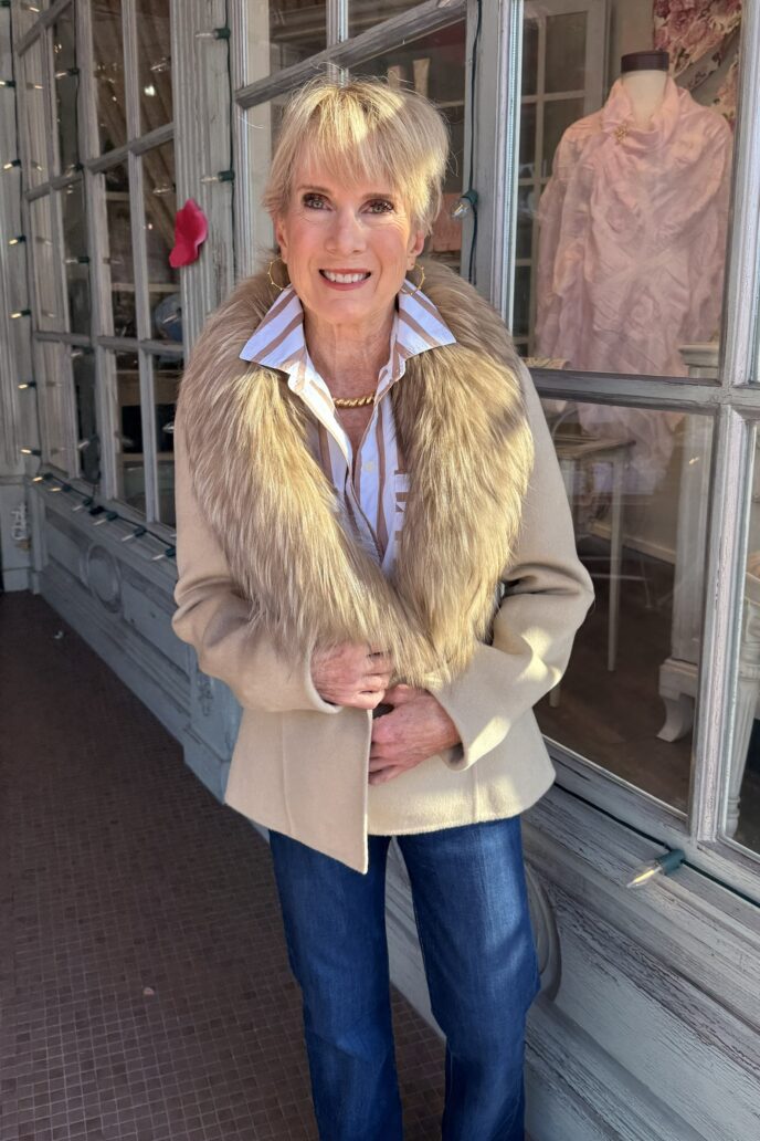 Diomi - Fitted Fox Collar Jacket