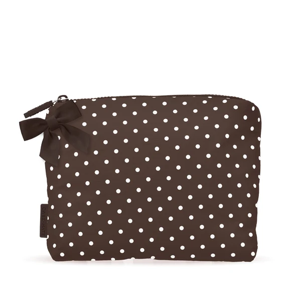 Crinkle Make-up Bag Espresso Dot Bow