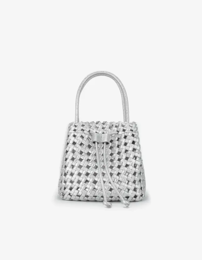 Perrie Bucket Mini Woven Square HI SHINE Silver