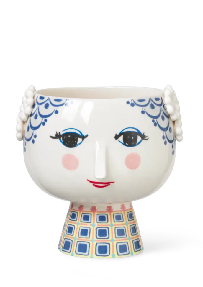 Eva Flowerpot On Base Blue H 8.3in Dia 8.3in