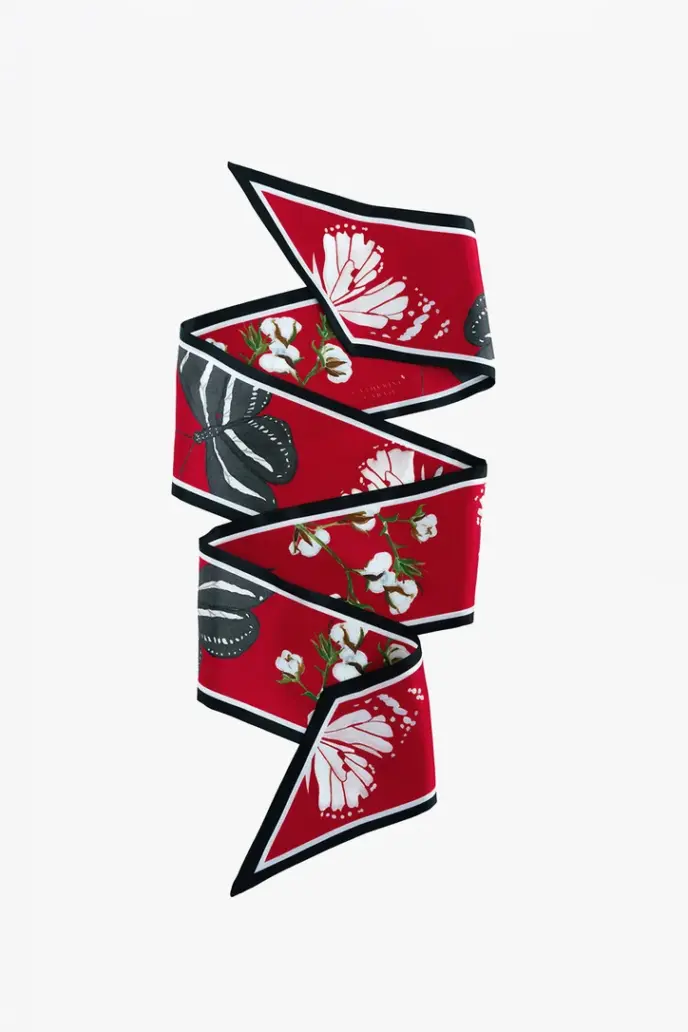 Catherine Cartie - Scarlet/Black Silk Ribbon Scarf – OS