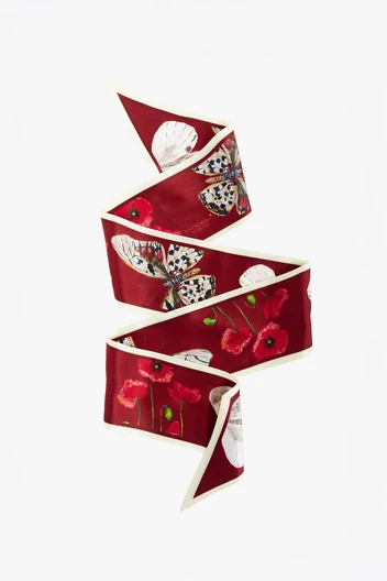 Catherine Cartie - Crimson Silk Ribbon Scarf – OS