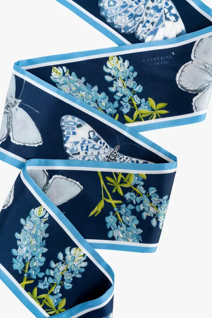 Catherine Cartie - Blue Silk Ribbon Scarf – OS