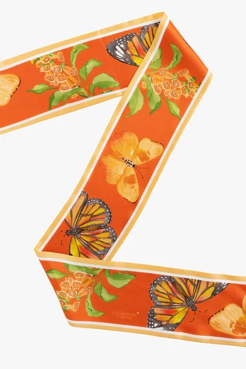 Catherine Cartie - Orange Silk Ribbon Scarf – OS
