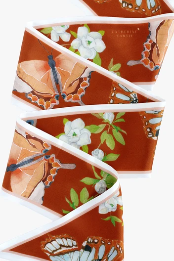 Catherine Cartie - Burnt Orange Silk Ribbon Scarf – OS