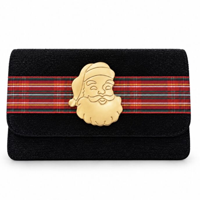 *Holiday - Black Velvet Ruby Red Tartan Santa Face