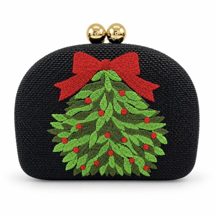 *Holiday - Mistletoe Embroidered Clutch