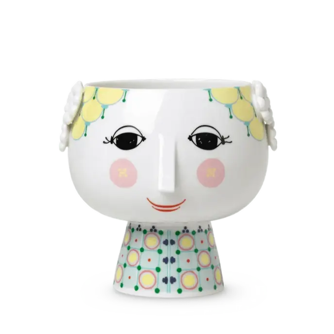 Eva Flowerpot on Base H5.7" Dia 6.1" Yellow