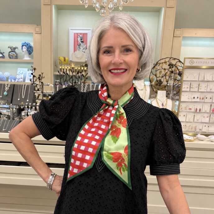 *Catherine Cartie - Christmas Silk Ribbon Scarf – OS