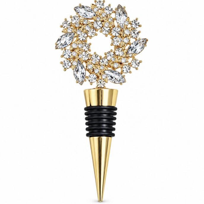 Holiday Wreath Bottle Stopper - Silver