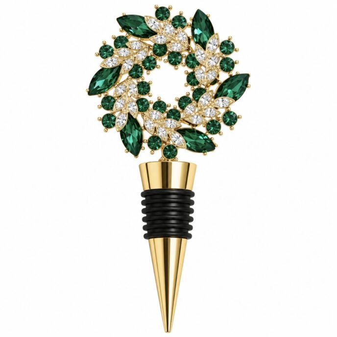 Holiday Wreath Bottle Stoppers - Green