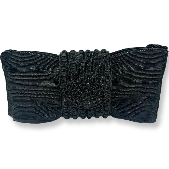David Jeffery - Black Beads/Black Crystal Stone Clutch