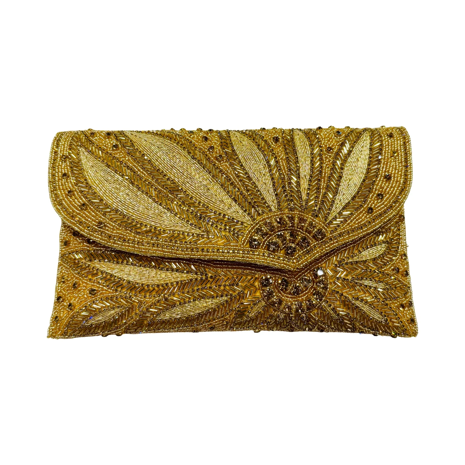 David Jeffery - Gold Beaded Clutch w/chain strap