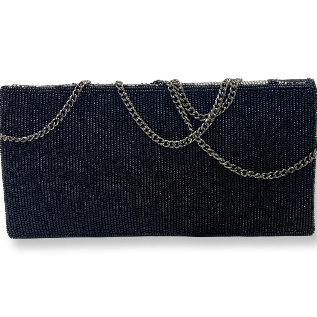 David Jeffery- Black Beaded Clutch w/Chain Strap - Image 3