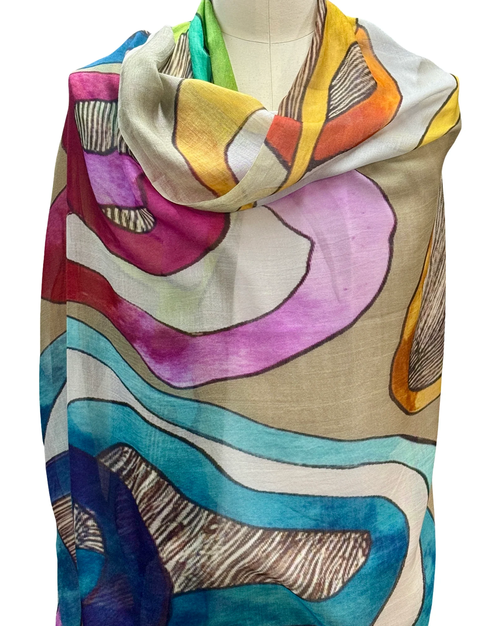 Wrap - Modal Digital Print Watercolor by David Jeffery