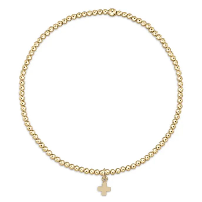 enewton - egirl Classic Gold 2mm Bracelet - Signature Cross Small Gold Charm – OS