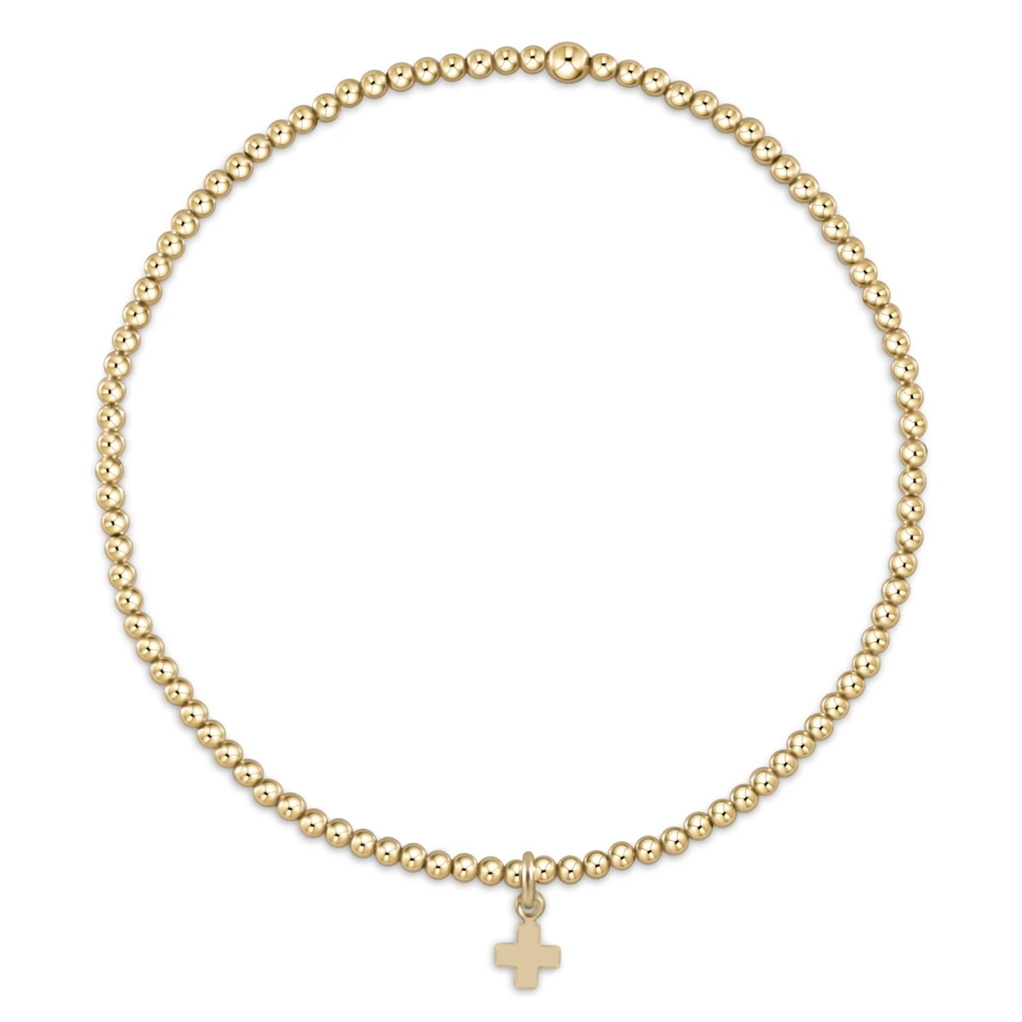 enewton - egirl Classic Gold 2mm Bracelet - Signature Cross Small Gold Charm – OS