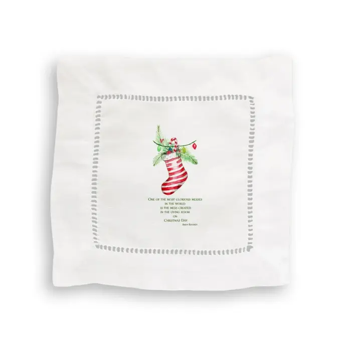 French Graffiti - Stocking Linen Cocktail Napkin; Set of 4