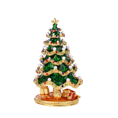 Holiday Keepsake - Christmas Tree Gold/Pearls Box