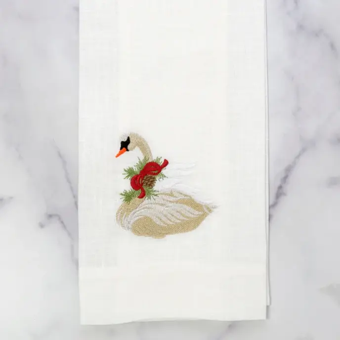 Arte Italica - Christmas Swan Linen Towel