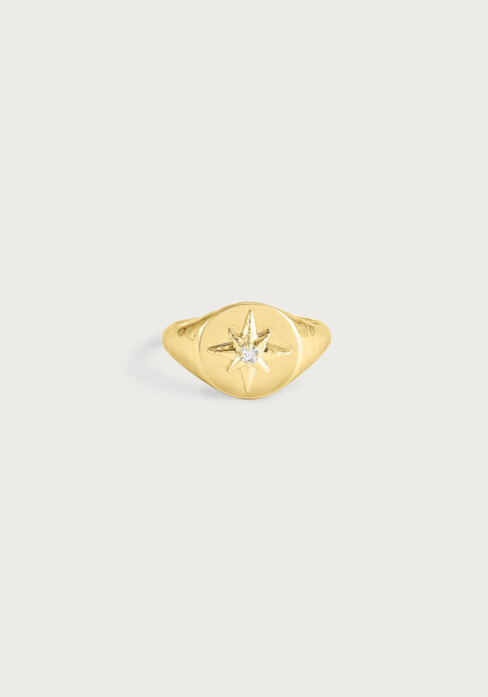 *Anabel Aram - Celeste Signet Ring, White 7