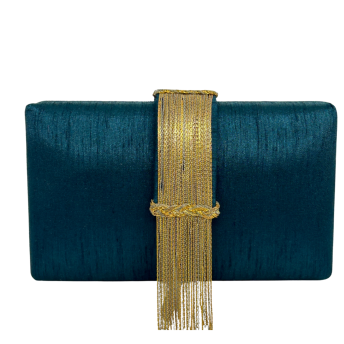 Simitri - Teal Fringe Clutch -G