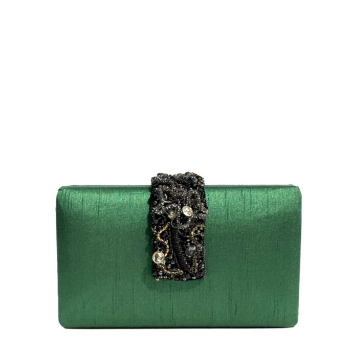 Simitri - Evergreen Beaded Fringe Clutch-G